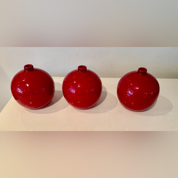 Crate&Barrel Other - Crate and Barrel Scarlet Round Ceramic Glazed Bud Vase. Set of 3
